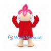 Girl Mascot Costume with Pink Hair and Red Lobster Dress