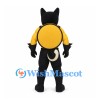 Raccoon Mascot Costume in Black with Yellow Round Backpack