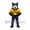 Raccoon Mascot Costume in Black with Yellow Round Backpack