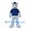 Wolf Mascot Costume in Pale Blue with Navy Sports Jersey