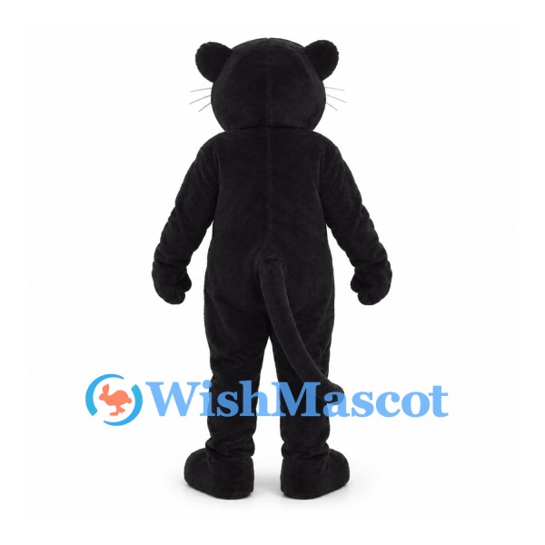 Panther Mascot Costume in Black with Large Open Mouth and White Fangs