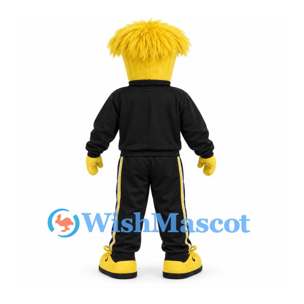 Monster Mascot Costume with Yellow Hair and Black Tracksuit