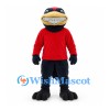 Crow Mascot Costume with Red Shirt and Dark Pants