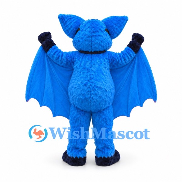 Bat Mascot Costume in Blue with Purple Wing Panels