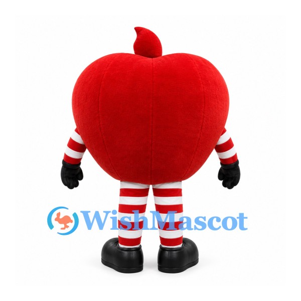 Heart Mascot Costume in Red with Striped Arms and Legs