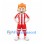 Boy Mascot Costume with Orange Hair and Red White Soccer Uniform