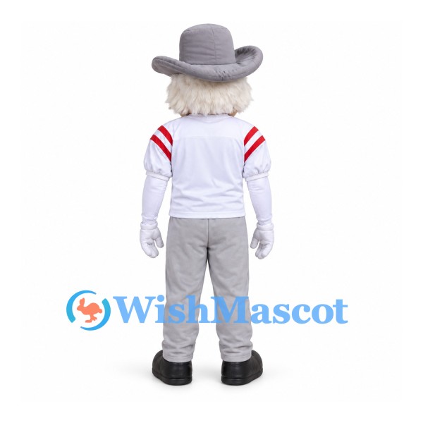 Man Mascot Costume with White Beard and Gray Cowboy Hat