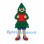 Pine Tree Mascot Costume with Green Layered Body and Red Shirt