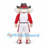 Cowboy Mascot Costume with Oversized White Mustache and Gray Hat