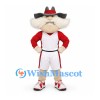 Cowboy Mascot Costume with Oversized White Mustache and Gray Hat