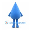 Water Drop Mascot Costume in Blue with White Eyebrows and Smile