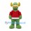 Bull Mascot Costume in Green with Yellow Horns and Red Jersey