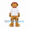 Dog Mascot Costume with White Shirt and Red Goggles