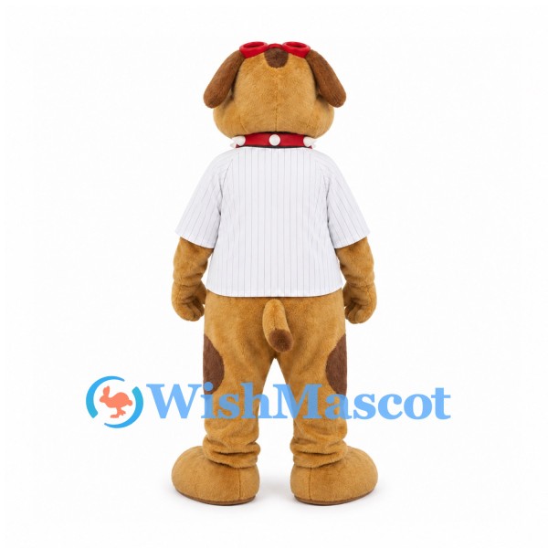 Dog Mascot Costume with White Shirt and Red Goggles