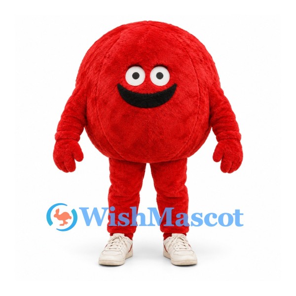 Monster Mascot Costume with Round Red Body and White Shoes