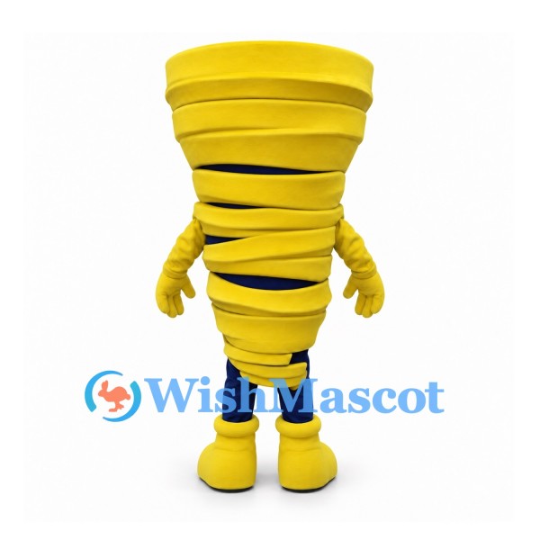 Tornado Mascot Costume in Yellow with Layered Spiral Body