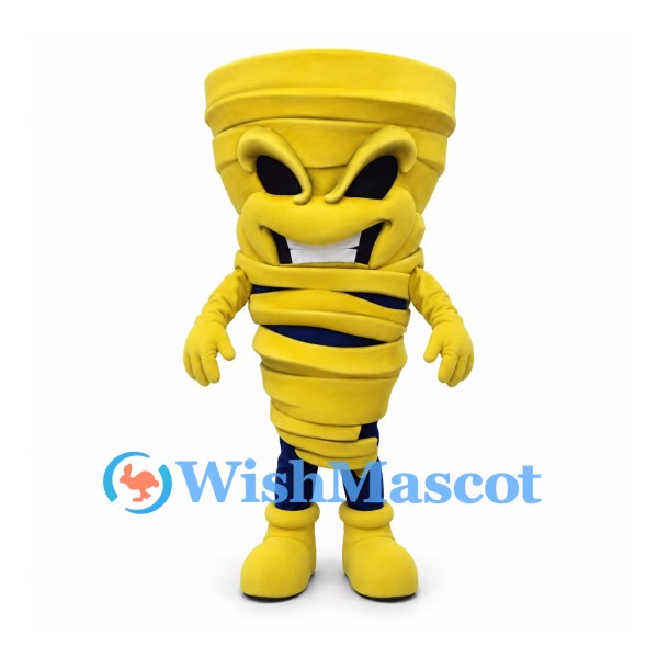 Tornado Mascot Costume in Yellow with Layered Spiral Body
