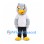 Bird Mascot Costume in Pale Gray with White Shirt and Eyelashes