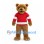Bear Mascot Costume with Red Hockey Jersey and White Stripes