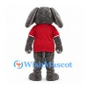 Elephant Mascot Costume in Gray with Red Sports Shirt