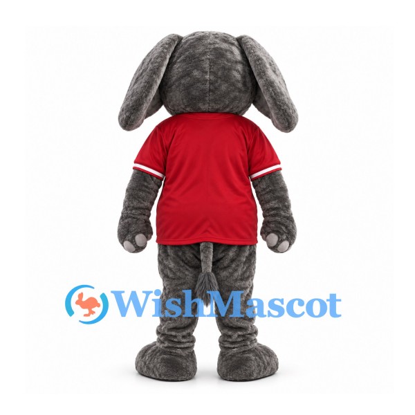 Elephant Mascot Costume in Gray with Red Sports Shirt