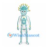 Robot Mascot Costume in White with Turquoise Circuit Lines