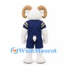 Ram Mascot Costume in White with Navy Sports Uniform