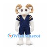 Ram Mascot Costume in White with Navy Sports Uniform