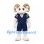 Ram Mascot Costume in White with Navy Sports Uniform