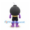 Bomb Mascot Costume with Black Round Head and Purple Boots
