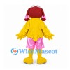 Bird Mascot Costume in Yellow with Pink Shorts and Aviator Hat