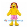 Bird Mascot Costume in Yellow with Pink Shorts and Aviator Hat