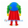 Earth Mascot Costume with Blue Globe Head and Red Superhero Cape