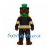 Bear Mascot Costume with Green Top Hat and Black Sports Jersey