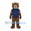 Bear Mascot Costume with Navy Shirt and Striped Sleeves