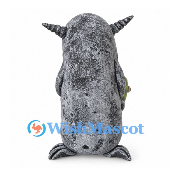 Monster Mascot Costume with Gray Stone Body and Green Pods