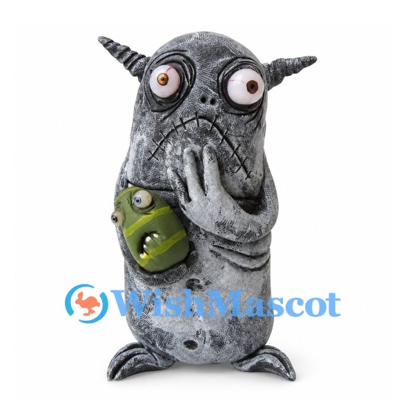 Monster Mascot Costume with Gray Stone Body and Green Pods