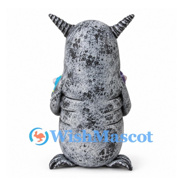 Monster Mascot Costume with Gray Stone Body and Blue Purple Pods