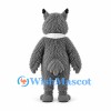 Wolf Mascot Costume in Gray with Long Fur and Checkered Tie