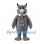 Wolf Mascot Costume in Gray with Long Fur and Checkered Tie