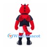 Dragon Mascot Costume in Red with Navy Sports Shirt and White Shorts
