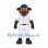 Bull Mascot Costume with White Baseball Uniform and Blue Cap