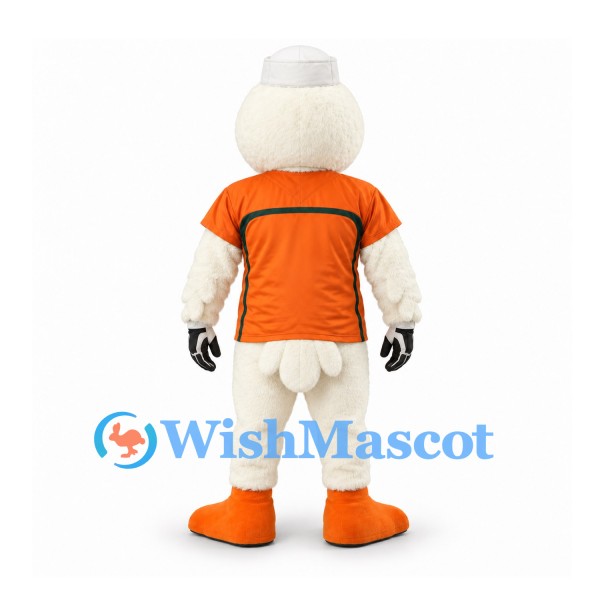 Duck Mascot Costume in White with Orange Sports Shirt