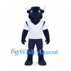 Bull Mascot Costume in Navy with White Sports Shirt