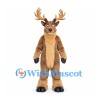 Deer Mascot Costume in Brown with Cream Belly and Broad Antlers
