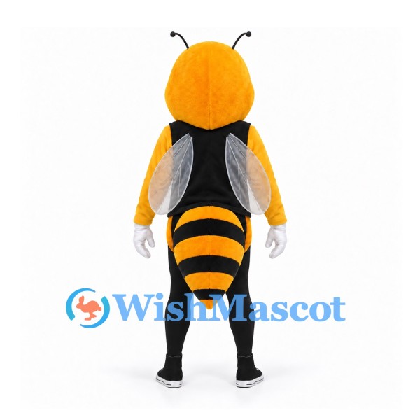 Bee Mascot Costume with Yellow Head and Black Vest