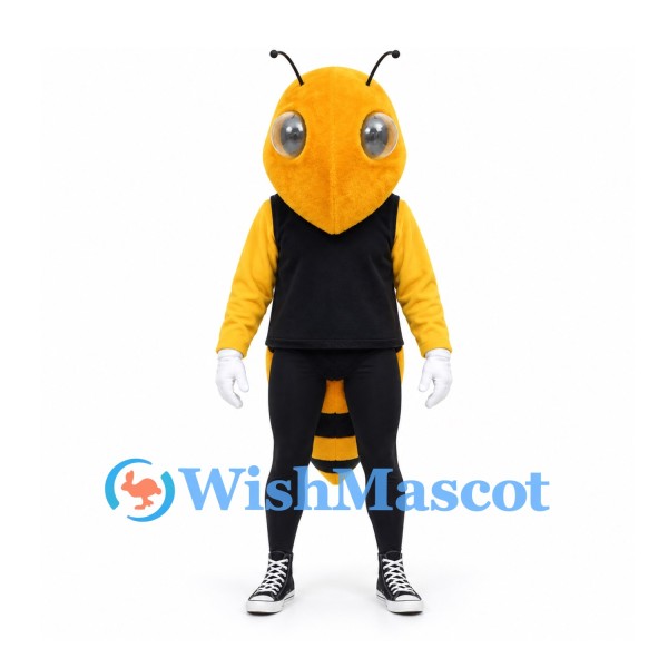 Bee Mascot Costume with Yellow Head and Black Vest