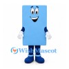Block Mascot Costume in Light Blue with Smiling Face