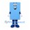 Block Mascot Costume in Light Blue with Smiling Face