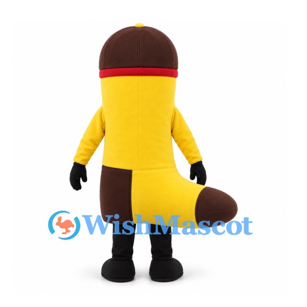 Sock Mascot Costume in Yellow with Brown Toe and Cuff